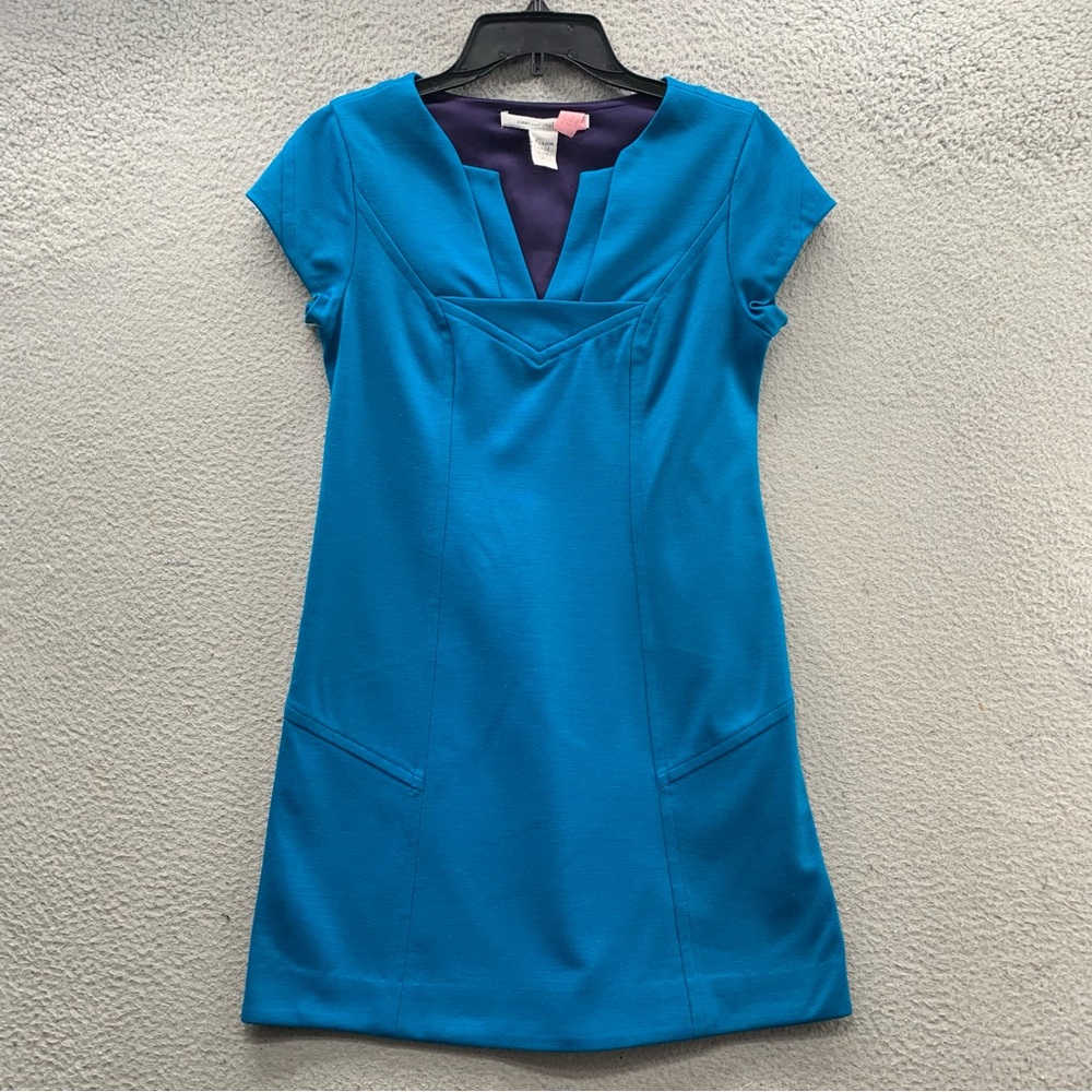 Diane Von Furstenberg Valda Mini Short Sleeve Dress Wool Sky Blue Women’s Size 4